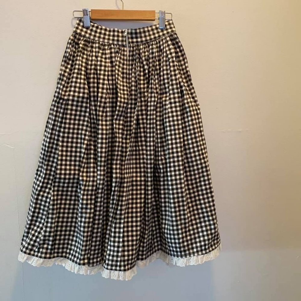 SOLD Vixen by Micheline Pitt Black Gingham Skirt - Picture 3 of 4